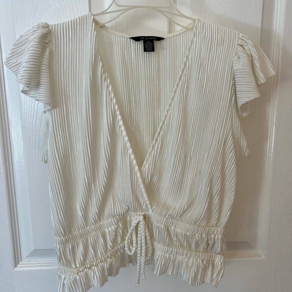 Cropped Silky White Blouse